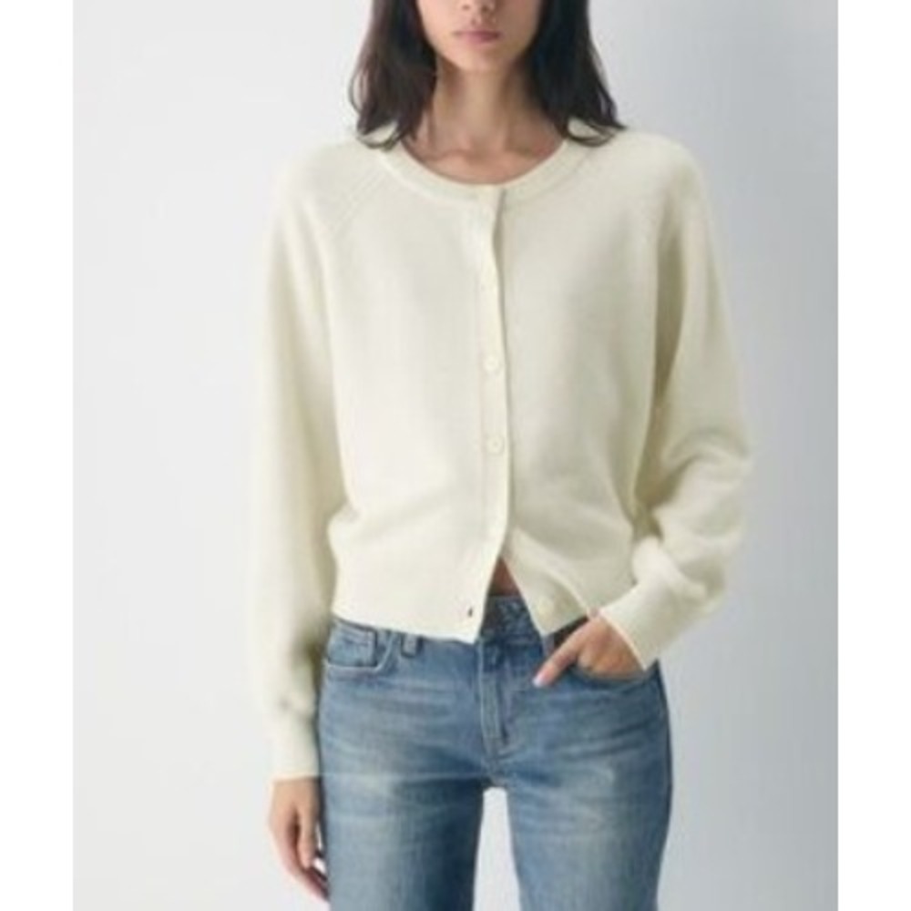 Wilfred Aritzia Wool Cashmere Front to Back Cardigan Cream White Medium M